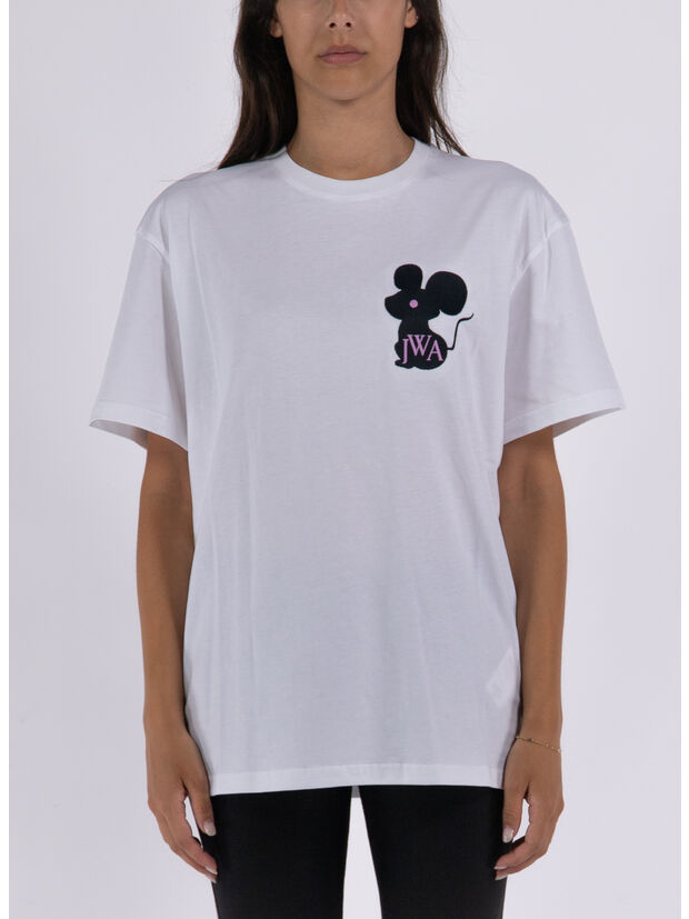 T-SHIRT MOUSE EMBROIDERY LOGO, 001 WHITE, large