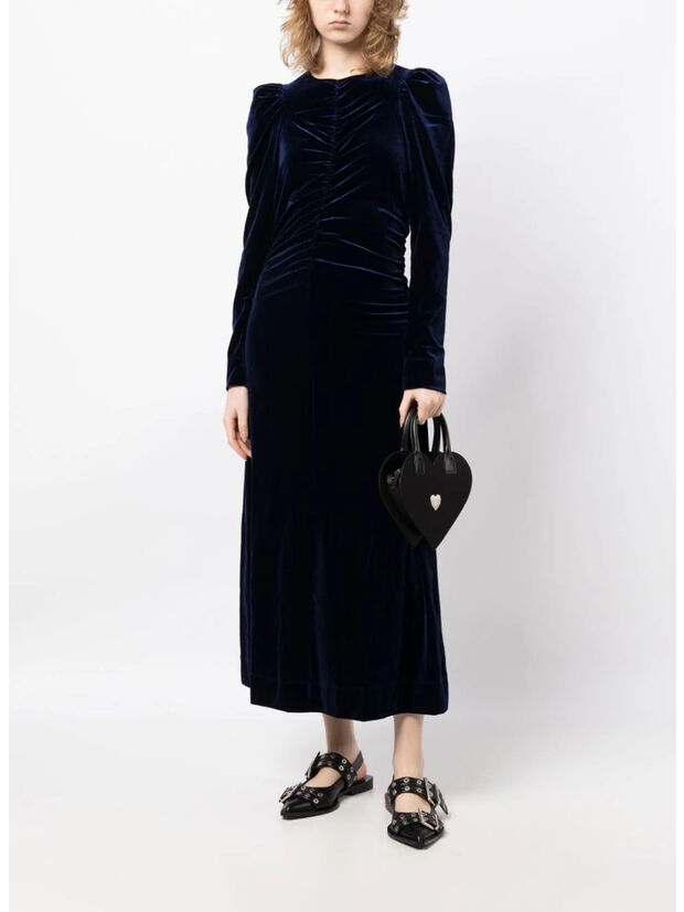 ABITO VELVET JERSEY GATHERED LONG, 707 TOTAL ECLIPSE, large