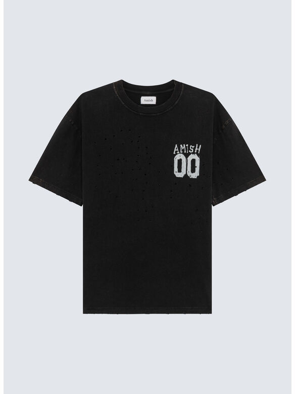 T-SHIRT DISTRESSED, C0073 Vintage broken Washed black, medium