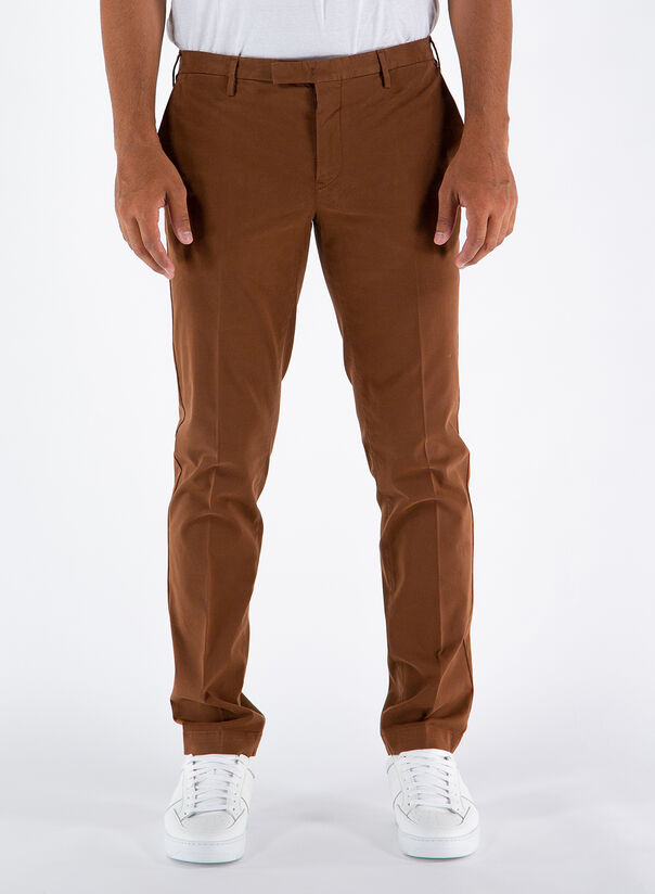 PT PANTALONE SKINNY IN COTONE STRETCH Marrone Uomo | Susi