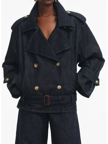 GIACCA TRENCH IN DENIM, BLUE, small