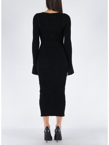 ABITO RIBBED VELVET MIDI DRESS, 004 BLACK, small