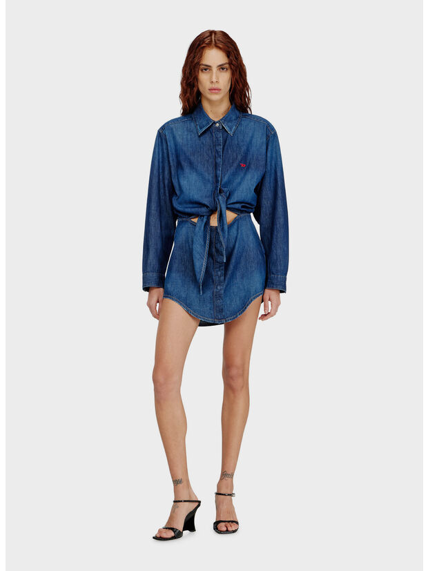 ABITO CORTO IN DENIM LAVAGGIO PULITO, 01, large