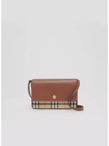 BORSA PENNY IN PELLE E VINTAGE CHECK, A.BEIGE/TAN, small