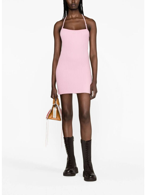 ABITO MINI IN MAGLIA STRAP RIB, 5000 ROSE, large