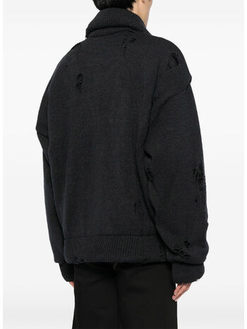 CARDIGAN IN MAGLIA IMBOTTITO, BLACK, small