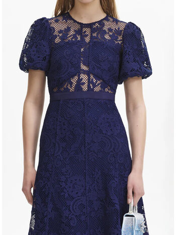 ABITO MIDI IN PIZZO, NAVY, small