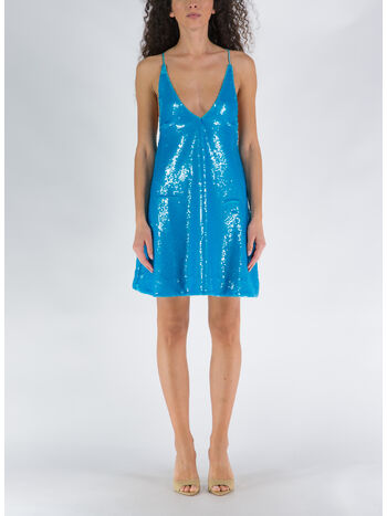 ABITO CORTO SEQUINS STRAP, 803 BLUE CURACAO, small