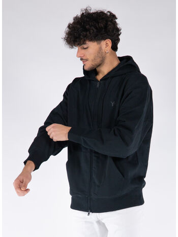 FELPA HOODIE FT CON ZIP, BLACK, small