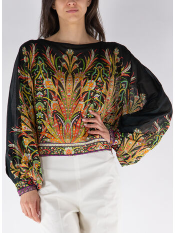 BLUSA CON STAMPA, X0810 NERO, small