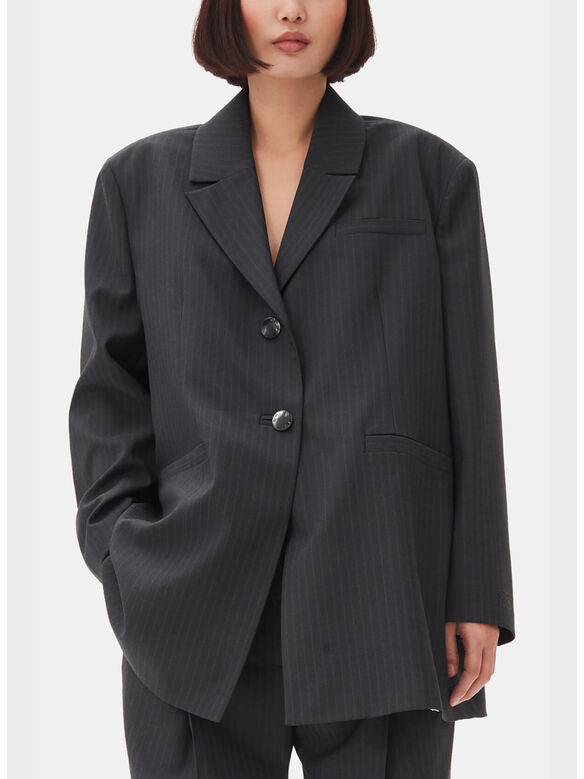 GIACCA BLAZER OVERSIZE A RIGHE, 252 PHANTOM, medium