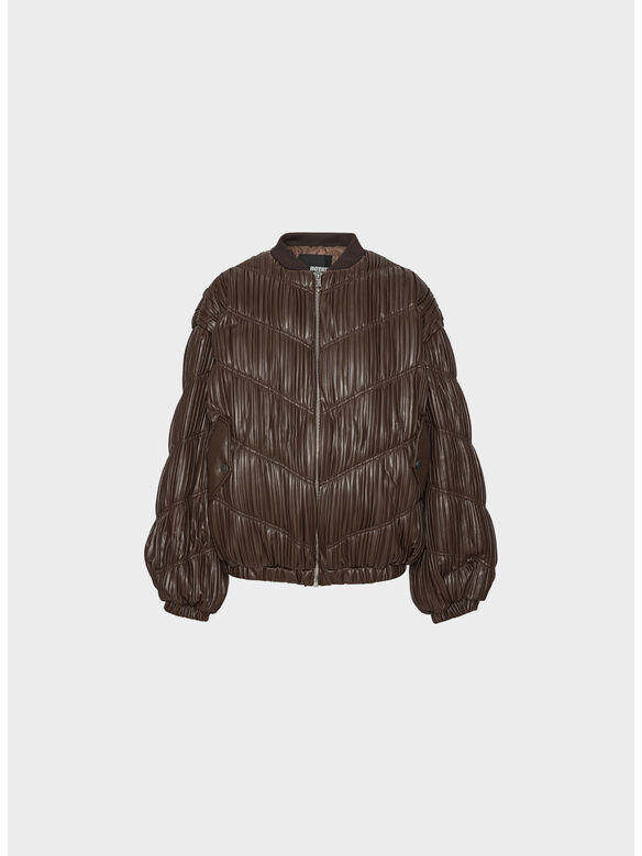 JACKET PLEATED BOMBER, 573 CHOCOLATE BROWN, medium