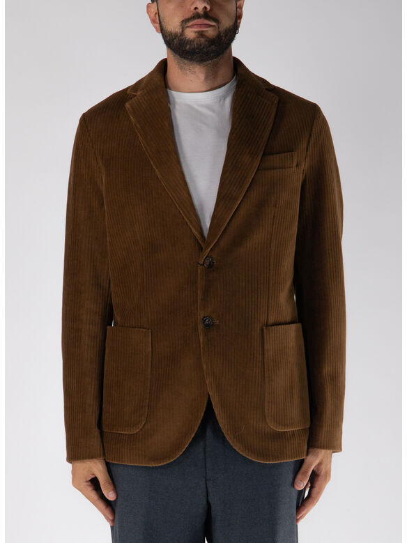 GIACCA MONOPETTO IN CORDUROY, G1171 CICCOLATO, medium