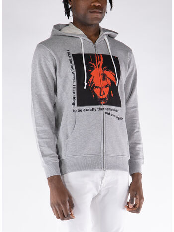FELPA HOODIE FULL ZIP, TOP GREY, small