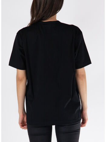 T-SHIRT GIROCOLLO CON STAMPA FRONTALE, BLACK, small