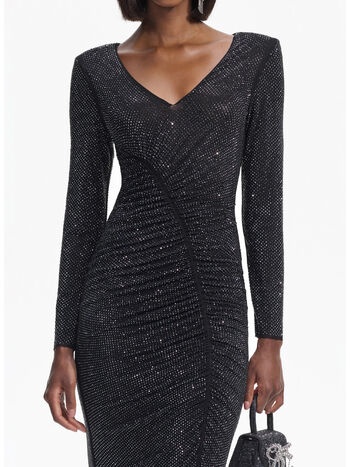 ABITO RHINESTONE GATHERED, BLACK, small