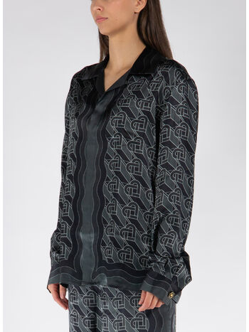 CAMICIA CUBAN COLLAR, 12 HEART MONOGRAMME BLACK, small