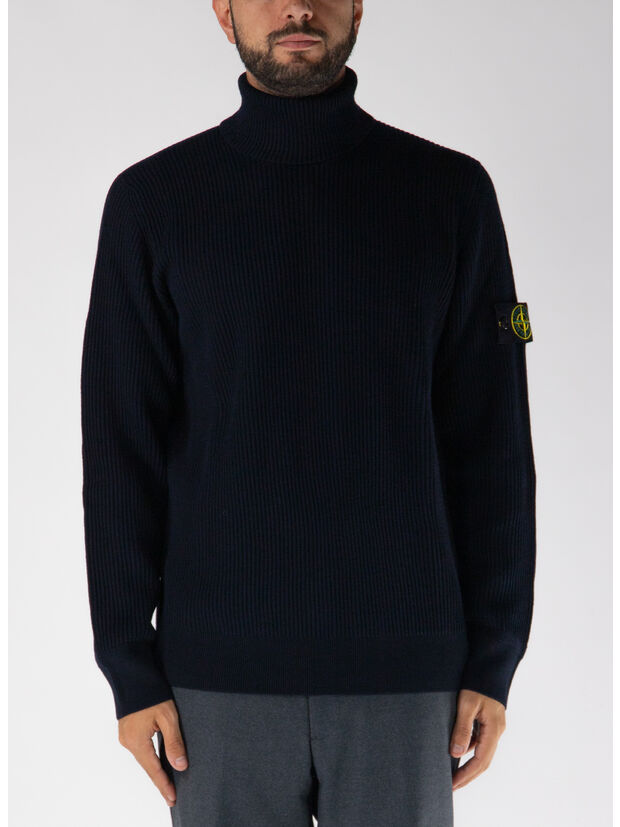 MAGLIONE DOLCEVITA FULL RIB RWS WOOL, V0020 NAVY BLUE, large