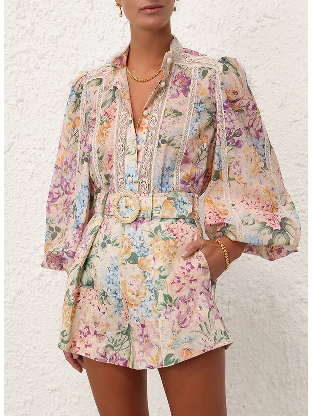 CAMICIA HALLIDAY LACE TRIM, MWF MULTI WATERCOLOR, large