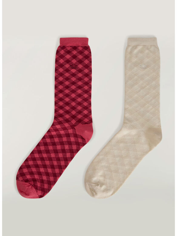 CALZINI CON MOTIVO A QUADRETTI WALES BONNER, CRAPNK/CBROWN, medium