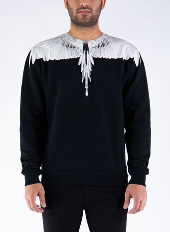 FELPA WINGS REGULAR CREWNECK, 1001BLACKWHITE, small