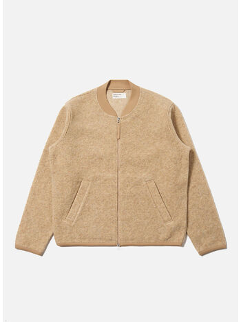 GIUBBOTTO RUST WOOL FLEECE ZIP BOMBER, FAWN, small