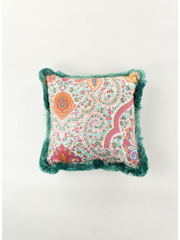 CUSCINO IN VELLUTO STAMPA PAISLEY, 990 WHITE, small