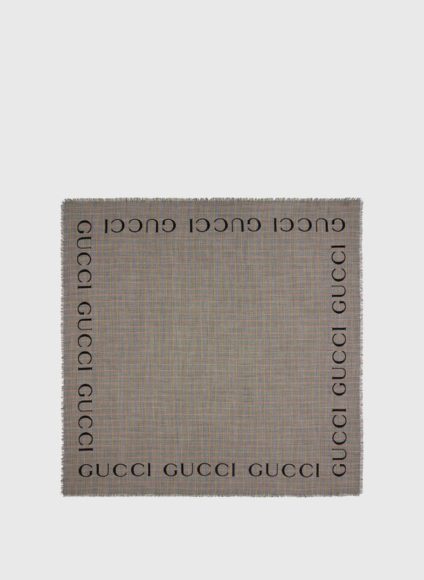 SCIALLE IN LANA A QUADRI CON LOGO, 9888MULTICOLOR, large