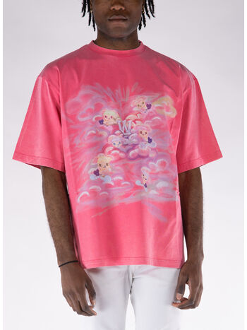 T-SHIRT A MANICHE CORTE CON STAMPA, PINK, small