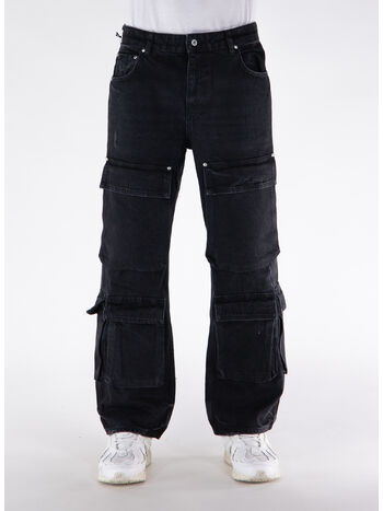 JEANS R3CA CARGO DENIM, 01 BLACK, small