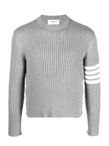 PULLOVER BABY CABLE RIB STITCH CREW NECK, 055 LT GREY, small