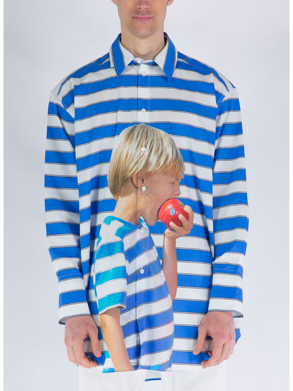 CAMICIA PRINTED OVERSIZED SHIRT, 856 BLUE/WHITE, medium
