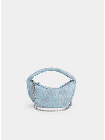 BORSA BABY CUSH DENIM STUD LEATHER, DNM DENIM, small